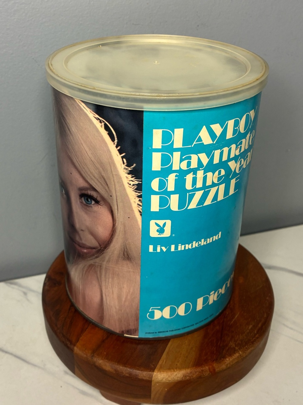Vintage 1970 Playboy Liv Lindeland Sealed 500 Piece Puzzle in Can